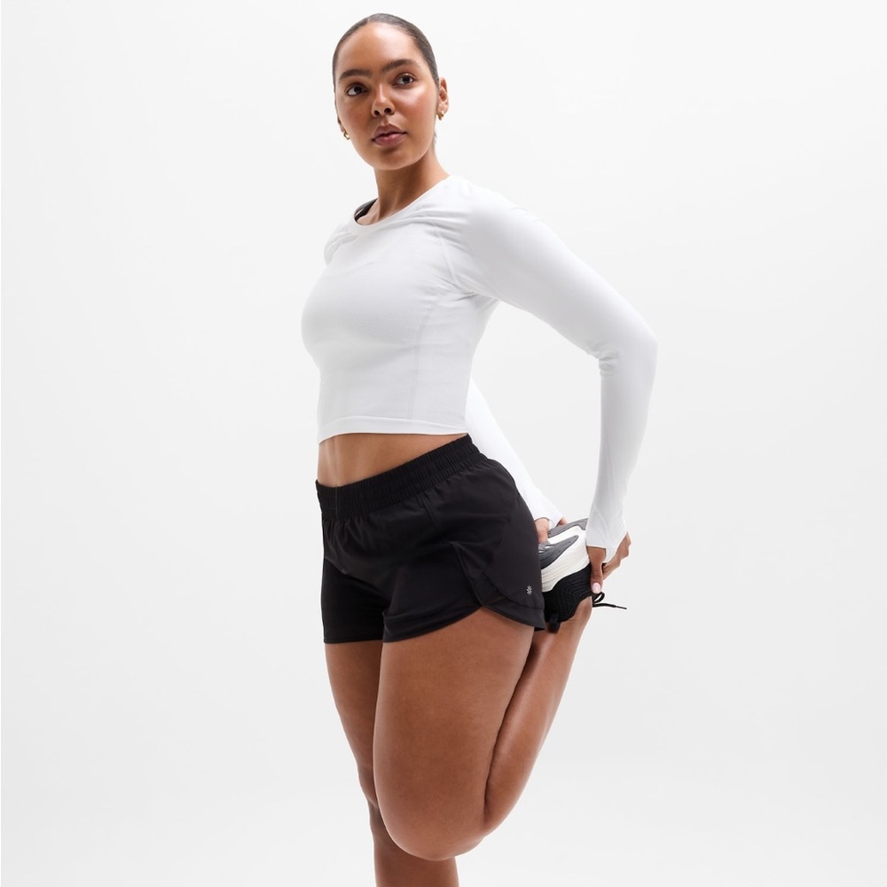 Athleta Mesh Racer 4”Women's Shorts - Black - Picture 9 of 11